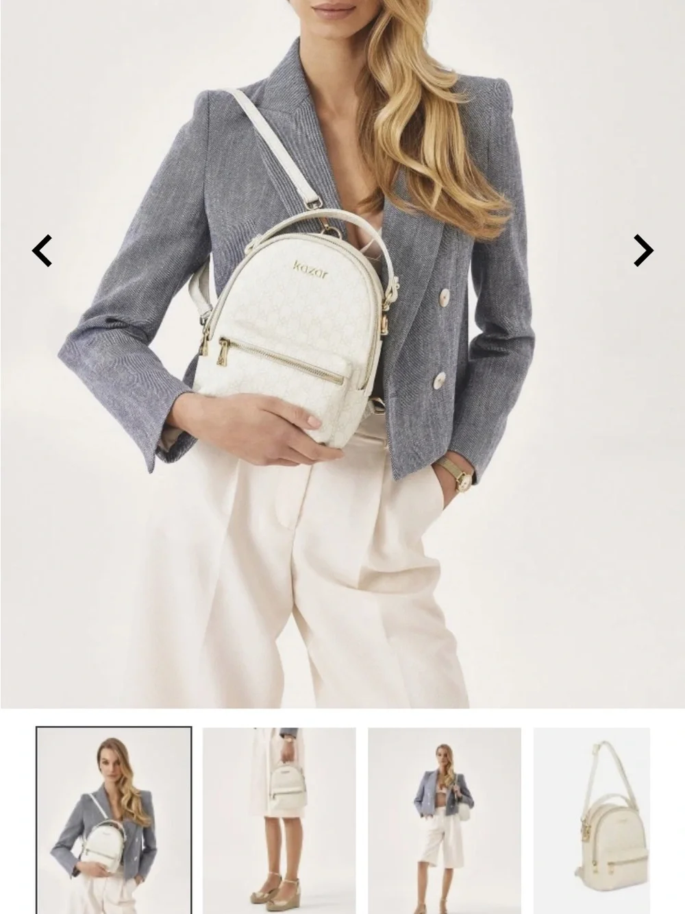 Lazard Grain Learher Cream Mini dual-purpose Backpack